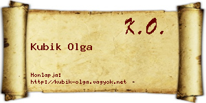 Kubik Olga névjegykártya